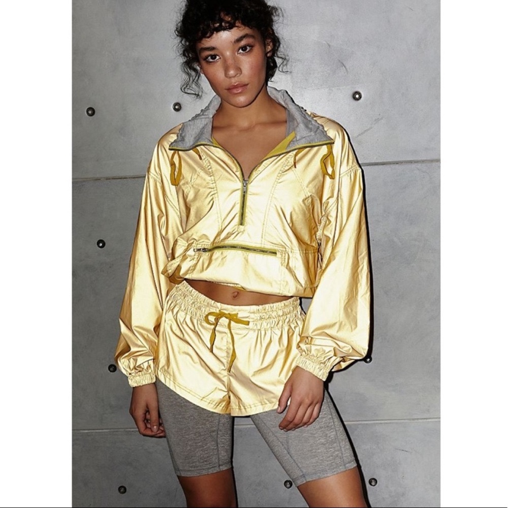 NWT FP Movement by Free People Moonlight Yellow Reflective Shorts